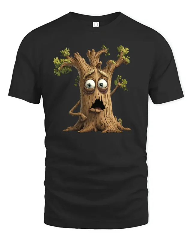Googly Eyes Tree T-Shirt, Funny Nature Lover Tee - black t-shirt on white background