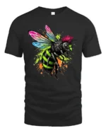 Punk Rock Bee Tee - Edgy Insect Graphic T-Shirt for You - black t-shirt on white background