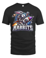 Space Rabbit Rocket Tee - Funny Astronaut Bunny T-Shirt - black t-shirt on white background