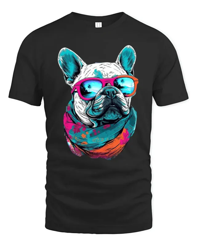 Chill French Bulldog Tee - Relaxed Dog Lover T-Shirt - black t-shirt on white background