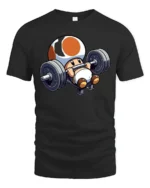 Mushroom Gym Tee - Cute Gaming Fitness T-Shirt Gift - black t-shirt on white background