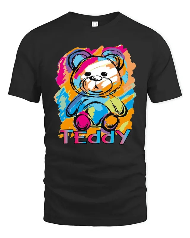 Cuddly Teddy Tee - Soft Bear Hugs Graphic T-Shirt for You - black t-shirt on white background