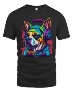 Groovy Dog Sounds Tee - Funky Canine Music T-Shirt - black t-shirt on white background