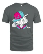 Cool Cat Vibes Tee, Hip Hop Kitten Graphic T-Shirt - gray t-shirt on white background