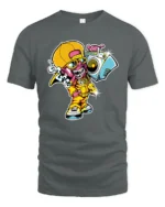 Boombox Kid Urban Tee, Retro Hip Hop Graphic T-Shirt - gray t-shirt on white background