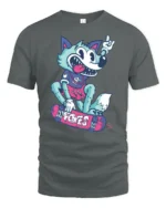 Skateboarding Fox Tee, Cool Cartoon Animal T-Shirt - gray t-shirt on white background