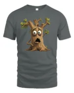 Googly Eyes Tree T-Shirt, Funny Nature Lover Tee - gray t-shirt on white background