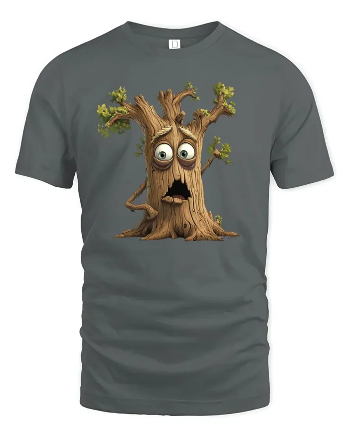 Googly Eyes Tree T-Shirt, Funny Nature Lover Tee - gray t-shirt on white background