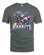 Space Rabbit Rocket Tee - Funny Astronaut Bunny T-Shirt - gray t-shirt on white background