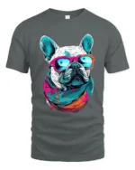 Chill French Bulldog Tee - Relaxed Dog Lover T-Shirt - gray t-shirt on white background