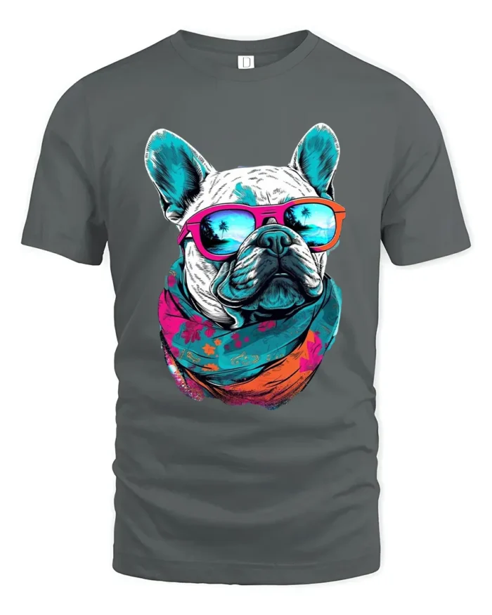 Chill French Bulldog Tee - Relaxed Dog Lover T-Shirt - gray t-shirt on white background