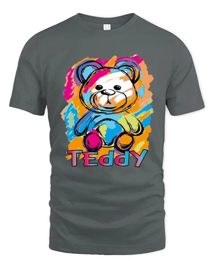 Cuddly Teddy Tee - Soft Bear Hugs Graphic T-Shirt for You - gray t-shirt on white background