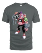 Mutant Rocker T-Shirt - Cool Cartoon Pig Turtle Tee - gray t-shirt on white background