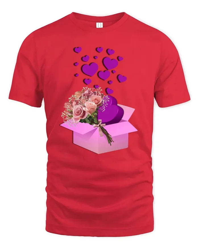 Box of Love Graphic Tee, Romantic Gift Idea T-Shirt - red t-shirt on white background