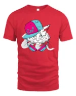 Cool Cat Vibes Tee, Hip Hop Kitten Graphic T-Shirt - red t-shirt on white background