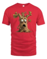 Googly Eyes Tree T-Shirt, Funny Nature Lover Tee - red t-shirt on white background