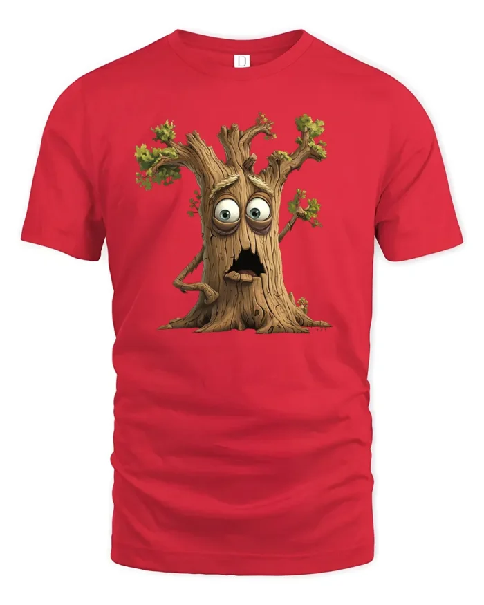 Googly Eyes Tree T-Shirt, Funny Nature Lover Tee - red t-shirt on white background