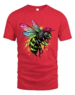 Punk Rock Bee Tee - Edgy Insect Graphic T-Shirt for You - red t-shirt on white background