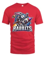 Space Rabbit Rocket Tee - Funny Astronaut Bunny T-Shirt - red t-shirt on white background