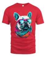 Chill French Bulldog Tee - Relaxed Dog Lover T-Shirt - red t-shirt on white background