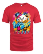 Cuddly Teddy Tee - Soft Bear Hugs Graphic T-Shirt for You - red t-shirt on white background