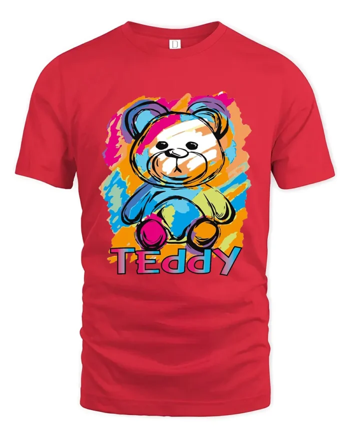 Cuddly Teddy Tee - Soft Bear Hugs Graphic T-Shirt for You - red t-shirt on white background