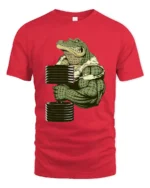 Strong Croc Lift Tee - Funny Gator Gym Workout T-Shirt - red t-shirt on white background