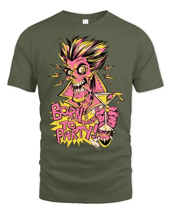 Party Monster Premium T-Shirt, Funny Zombie Cocktail Tee - military green t-shirt on white background