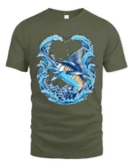 Ocean Marlin Premium T-Shirt - Deep Sea Fish Tee - military green t-shirt on white background