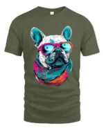 Chill French Bulldog Tee - Relaxed Dog Lover T-Shirt - military green t-shirt on white background