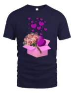 Box of Love Graphic Tee, Romantic Gift Idea T-Shirt - navy t-shirt on white background