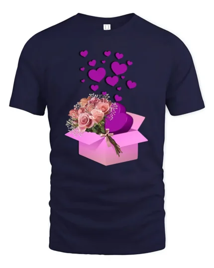 Box of Love Graphic Tee, Romantic Gift Idea T-Shirt - navy t-shirt on white background