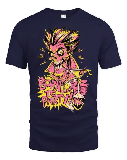 Party Monster Premium T-Shirt, Funny Zombie Cocktail Tee - navy t-shirt on white background