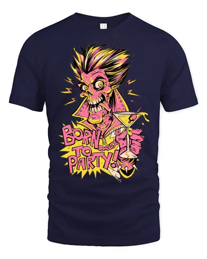 Party Monster Premium T-Shirt, Funny Zombie Cocktail Tee - navy t-shirt on white background
