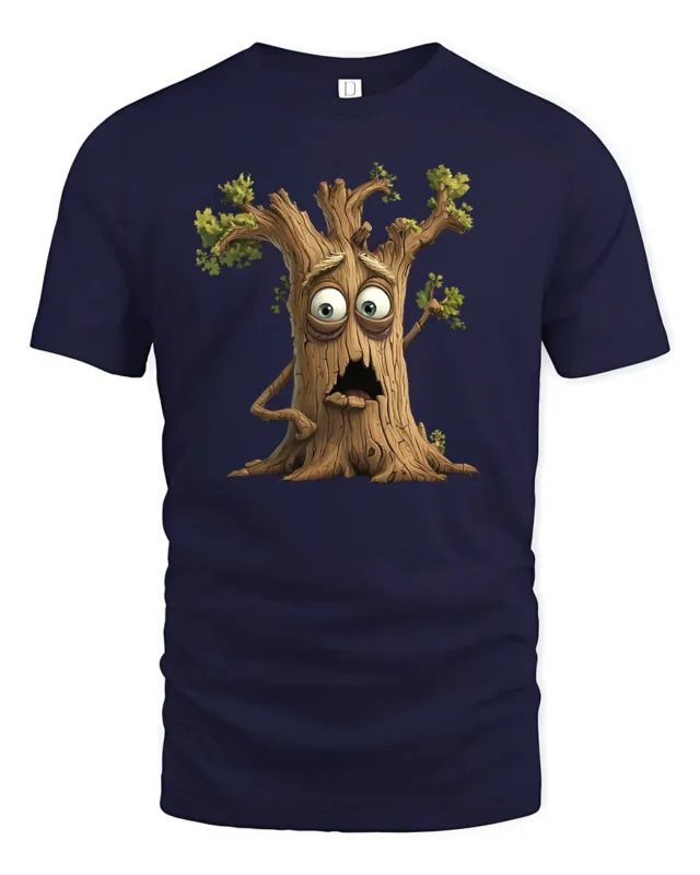 Googly Eyes Tree T-Shirt, Funny Nature Lover Tee - navy t-shirt on white background