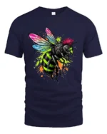 Punk Rock Bee Tee - Edgy Insect Graphic T-Shirt for You - navy t-shirt on white background