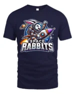 Space Rabbit Rocket Tee - Funny Astronaut Bunny T-Shirt - navy t-shirt on white background
