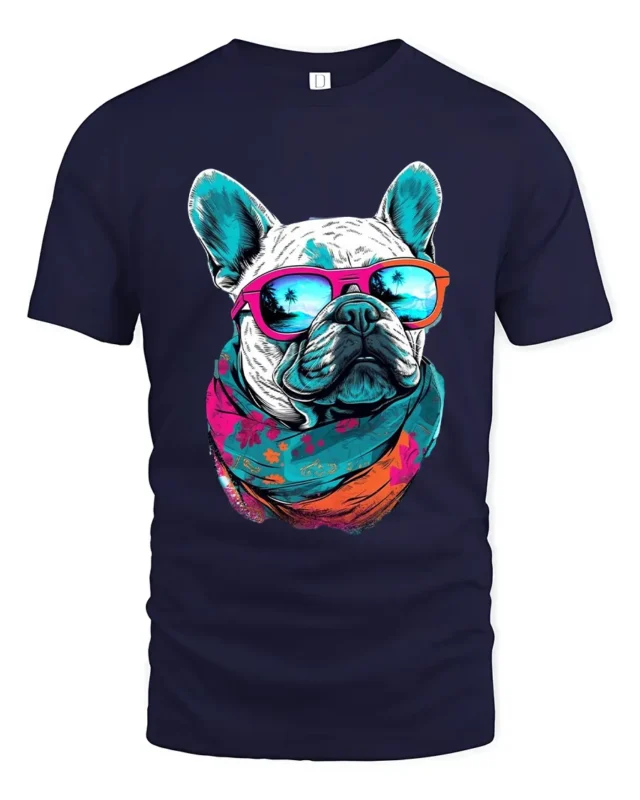 Chill French Bulldog Tee - Relaxed Dog Lover T-Shirt - navy t-shirt on white background