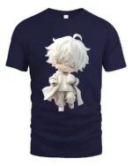 Cute Sipping Tee - Cartoon Character Drink Graphic T-Shirt - navy t-shirt on white background