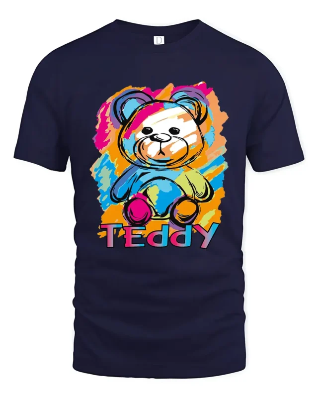 Cuddly Teddy Tee - Soft Bear Hugs Graphic T-Shirt for You - navy t-shirt on white background