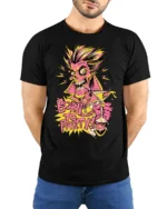 Party Monster Premium T-Shirt, Funny Zombie Cocktail Tee - model wearing black shirt, hands behind back
