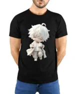Cute Sipping Tee - Cartoon Character Drink Graphic T-Shirt - model wearing black shirt, hands behind back