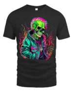 Psychedelic Skull in Jacket Tee Bold Urban Style T-Shirt - black t-shirt on white background