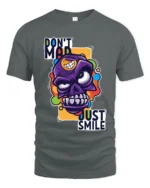 Colorful Angry Skull T-Shirt, Don’t Mad Just Smile Tee - gray t-shirt on white background