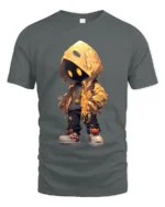 Mystery Hoodie Character Tee Street Style Black T-Shirt - gray t-shirt on white background