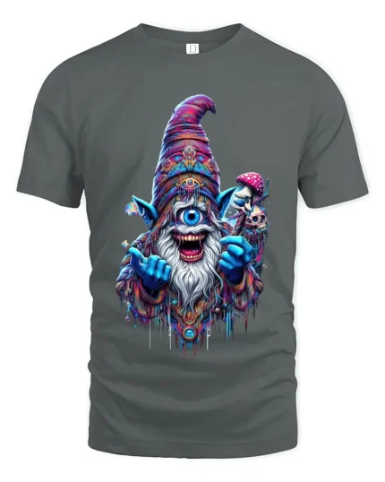 Trippy Wizard Graphic T-Shirt One Eyed Mage Streetwear - gray t-shirt on white background