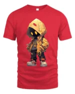 Mystery Hoodie Character Tee Street Style Black T-Shirt - red t-shirt on white background