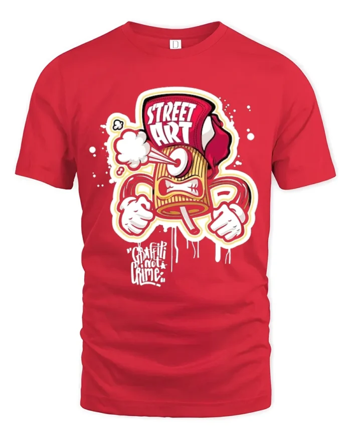 Street Art Spray Tee Graffiti Artist Graphic T-Shirt - red t-shirt on white background