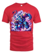 Epic Robotic Minotaur Tee Vibrant Sci-Fi Cotton Shirt - red t-shirt on white background