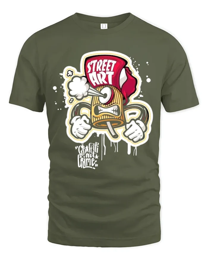 Street Art Spray Tee Graffiti Artist Graphic T-Shirt - military green t-shirt on white background